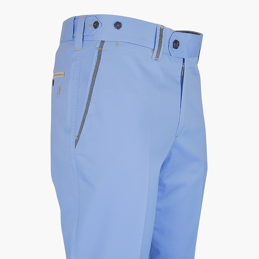 Light Blue Piping Trousers - Angelo Galasso - Luxury Italian Menswear London