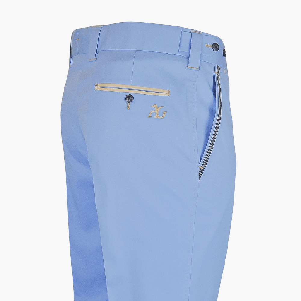 Light Blue Piping Trousers - Angelo Galasso - Luxury Italian Menswear London