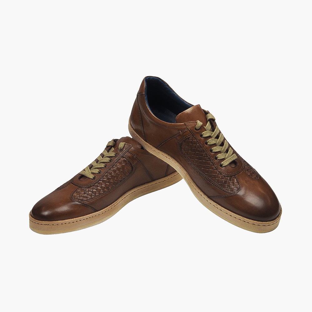 Brown Leather Trainers - Angelo Galasso - Luxury Italian Menswear London