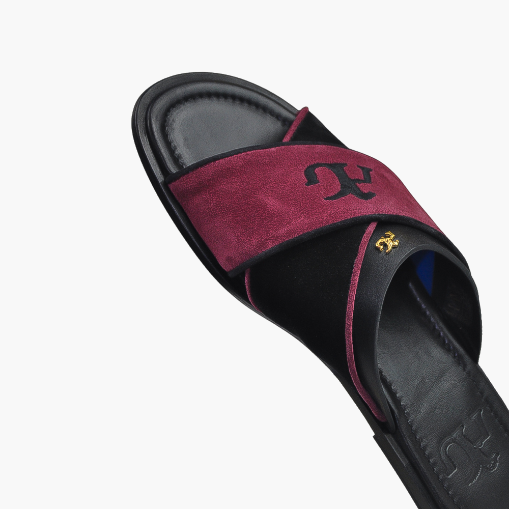 Black & Purple Cross Strap Sandal - AG21SSVAN04