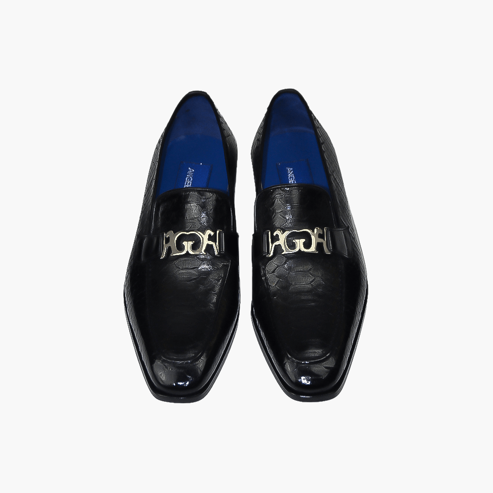 Black Python Ornament Moccasin - Angelo Galasso - Luxury Italian Menswear London