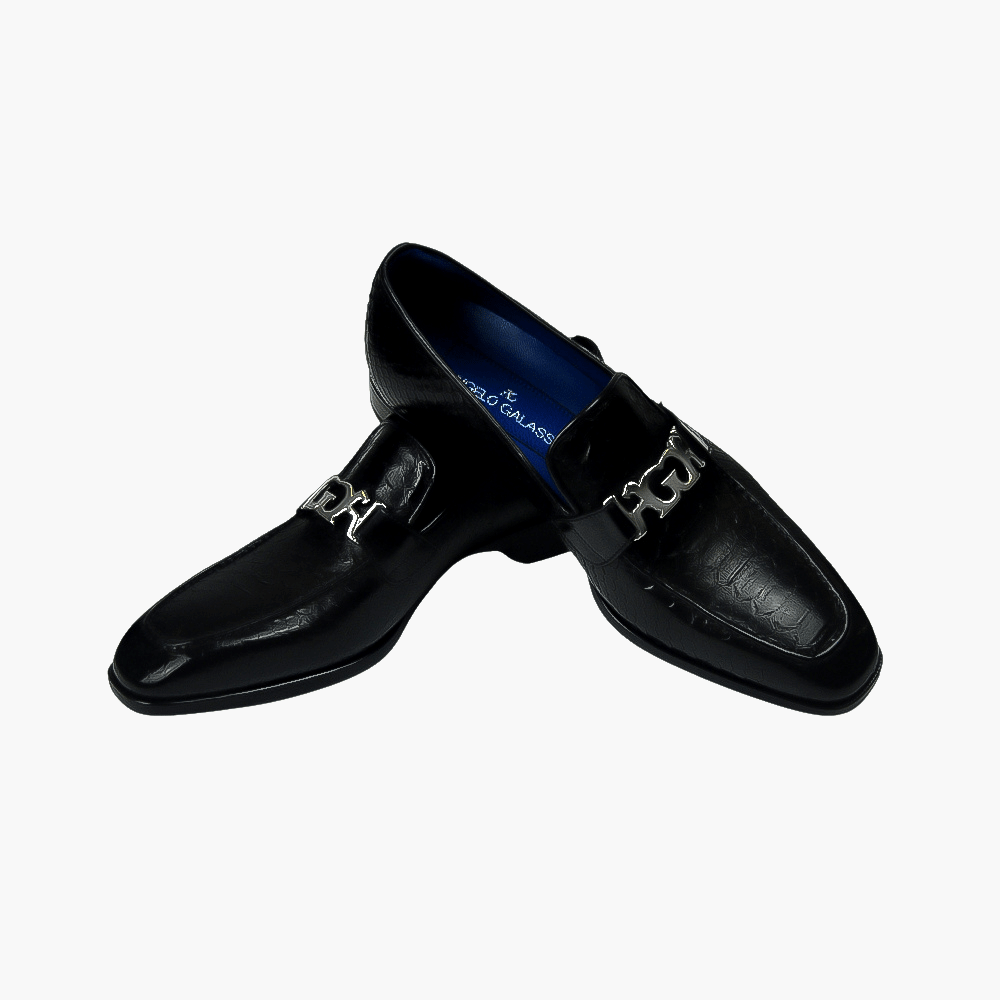 Black Python Ornament Moccasin - Angelo Galasso - Luxury Italian Menswear London