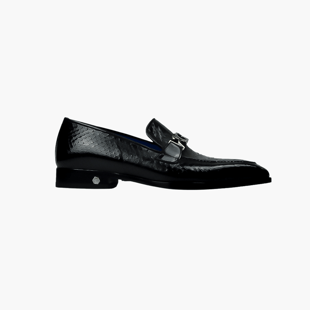 Black Python Ornament Moccasin - Angelo Galasso - Luxury Italian Menswear London