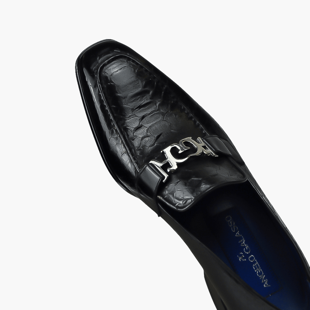Black Python Ornament Moccasin - Angelo Galasso - Luxury Italian Menswear London
