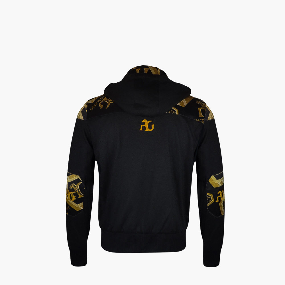 Black & Bronze Custom Printed Silk Tracksuit - AG22W0TRA03