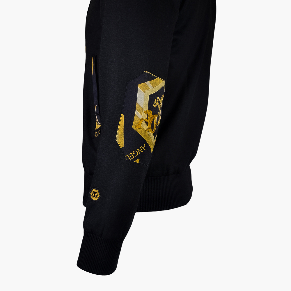 Black & Bronze Custom Printed Silk Tracksuit - AG22W0TRA03