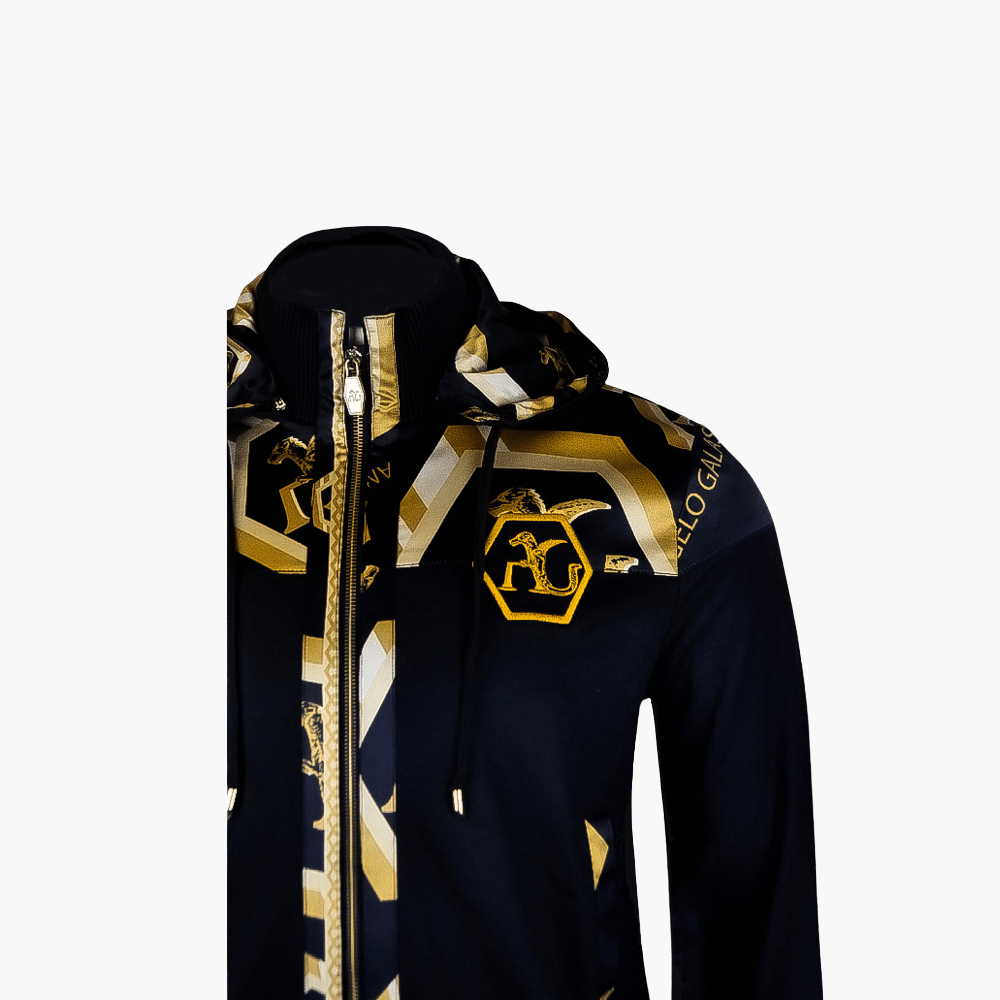 Black & Bronze Custom Printed Silk Tracksuit - Angelo Galasso - Luxury Italian Menswear London