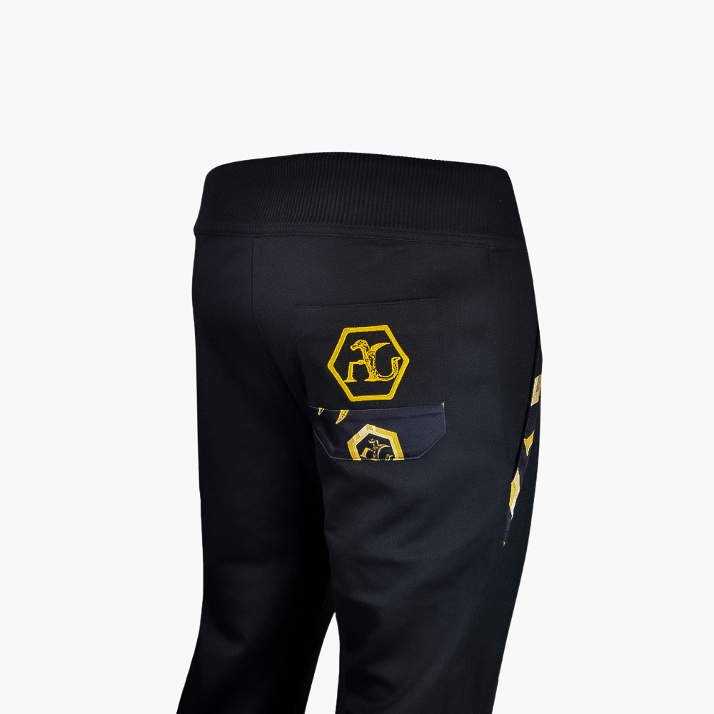 Black & Bronze Custom Printed Silk Tracksuit - AG22W0TRA03