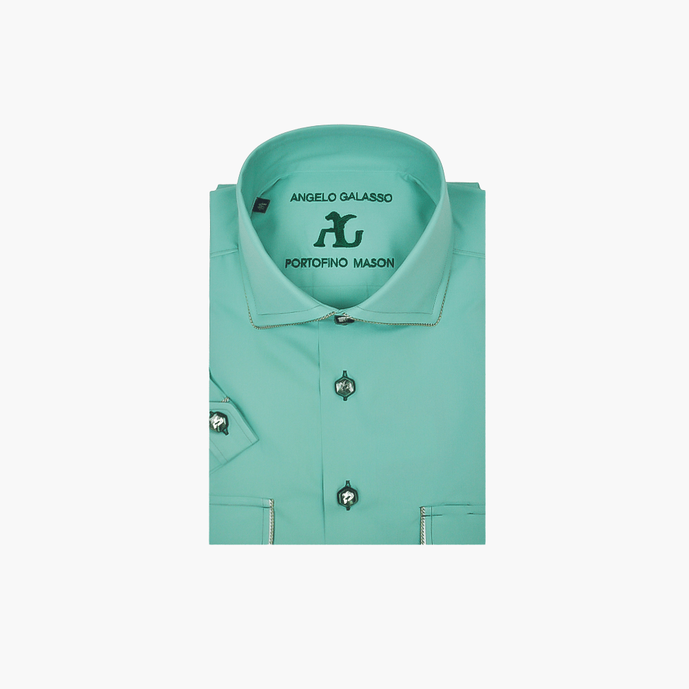 Green Short Sleeves Portofino/Mason Shirt - Angelo Galasso - Luxury Italian Menswear London