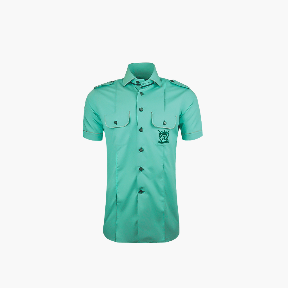 Green Short Sleeves Portofino/Mason Shirt - Angelo Galasso - Luxury Italian Menswear London