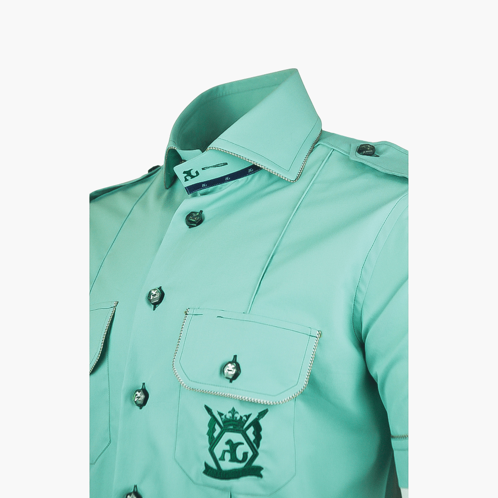 Green Short Sleeves Portofino/Mason Shirt - Angelo Galasso - Luxury Italian Menswear London