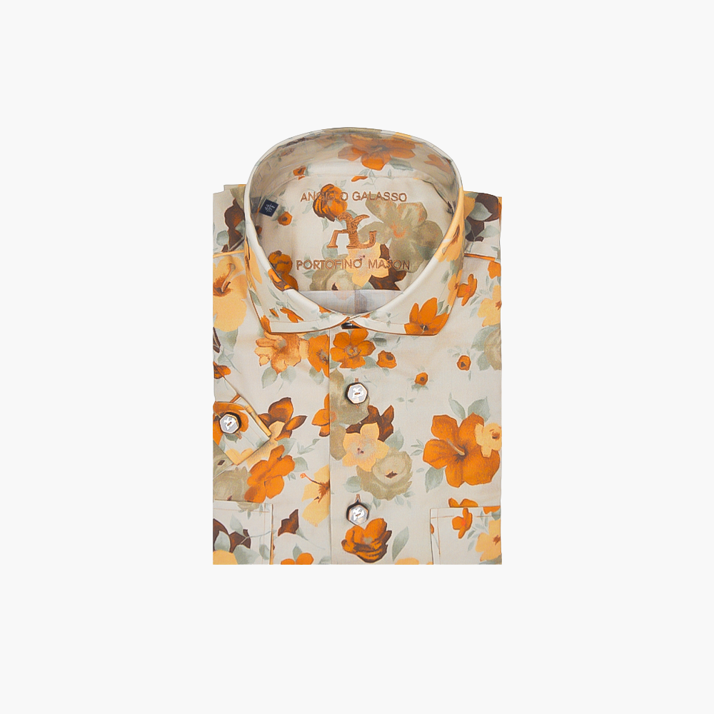 Brown Floral Short Sleeves Portofino/Mason  Shirt