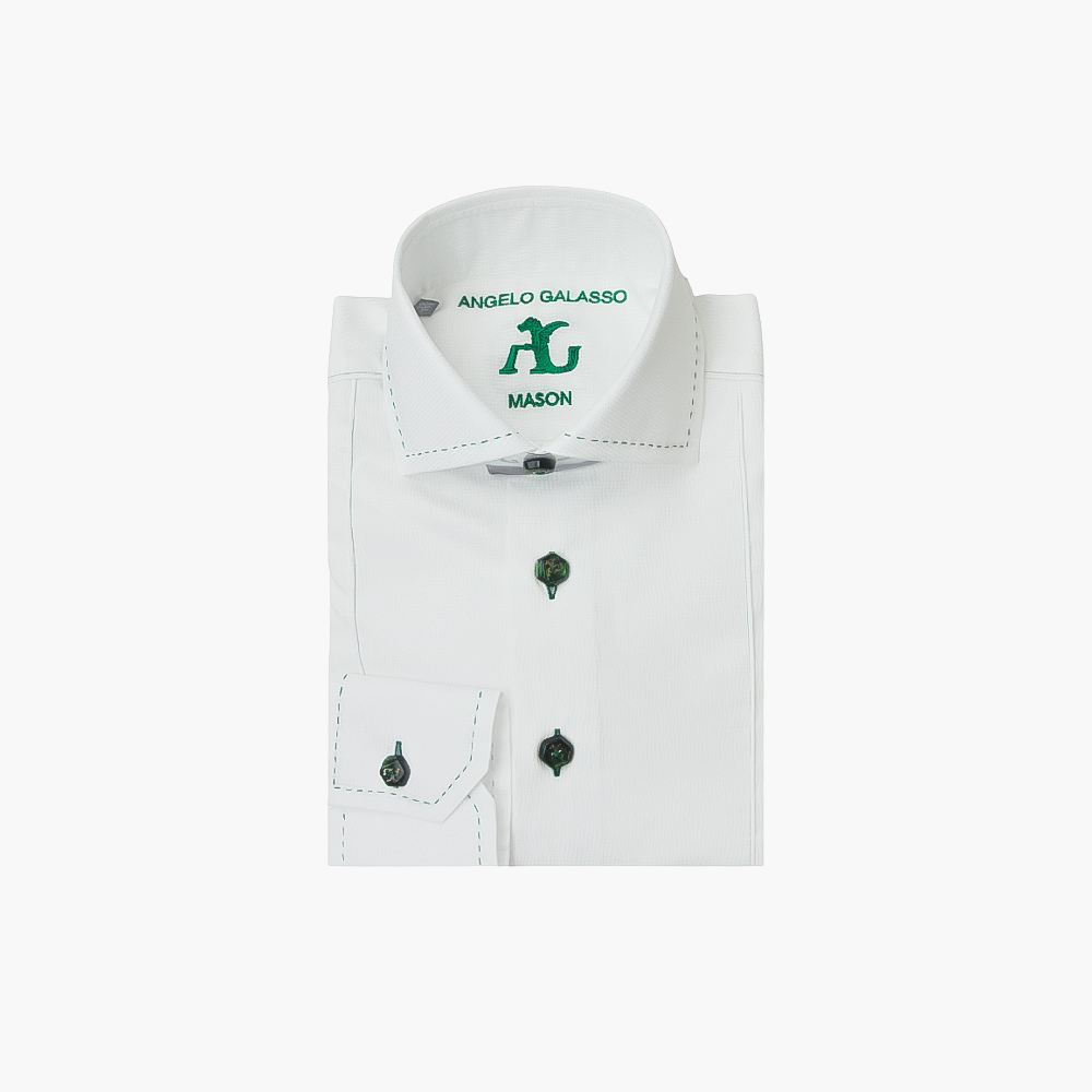 White Mason Shirt Green Details -