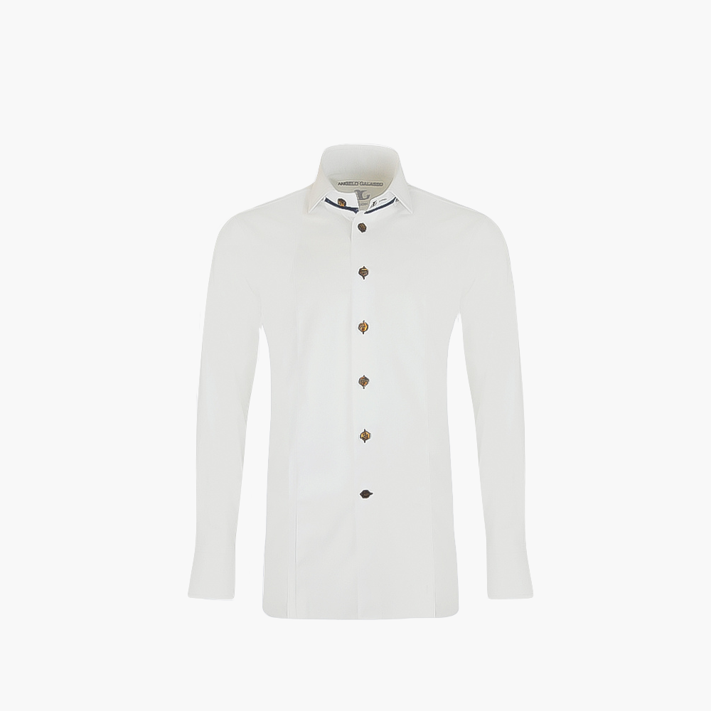 White Mason Shirt Brown Details -