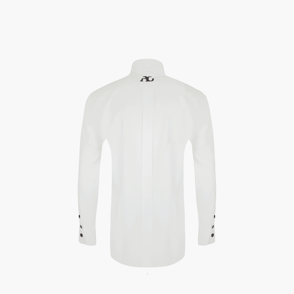 White Mason Shirt Brown Details - Angelo Galasso - Luxury Italian Menswear London