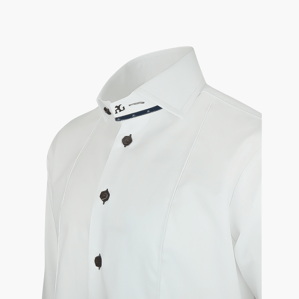 White Mason Shirt Brown Details - Angelo Galasso - Luxury Italian Menswear London