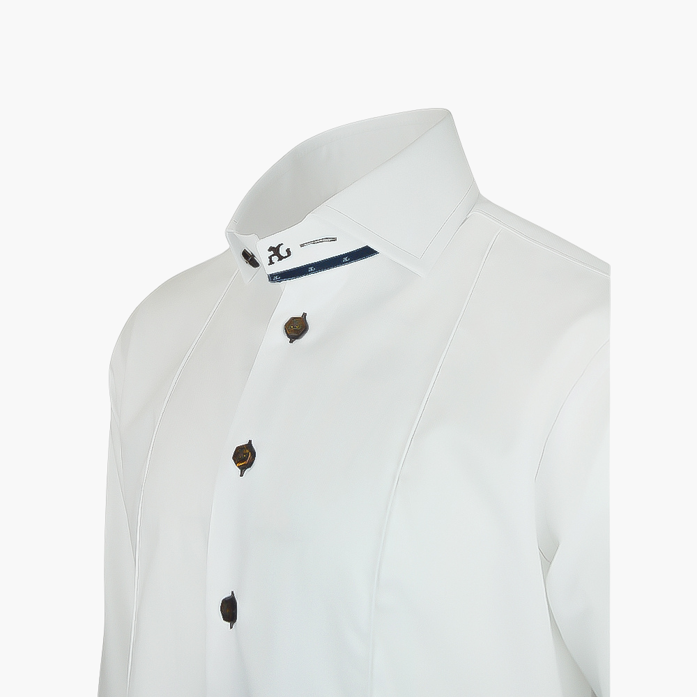 White Mason Shirt Brown Details -
