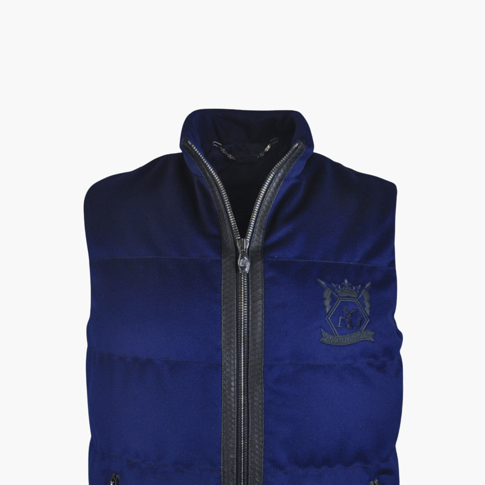 Blue & Black Cashmere & Wool Gilet - Angelo Galasso - Luxury Italian Menswear London