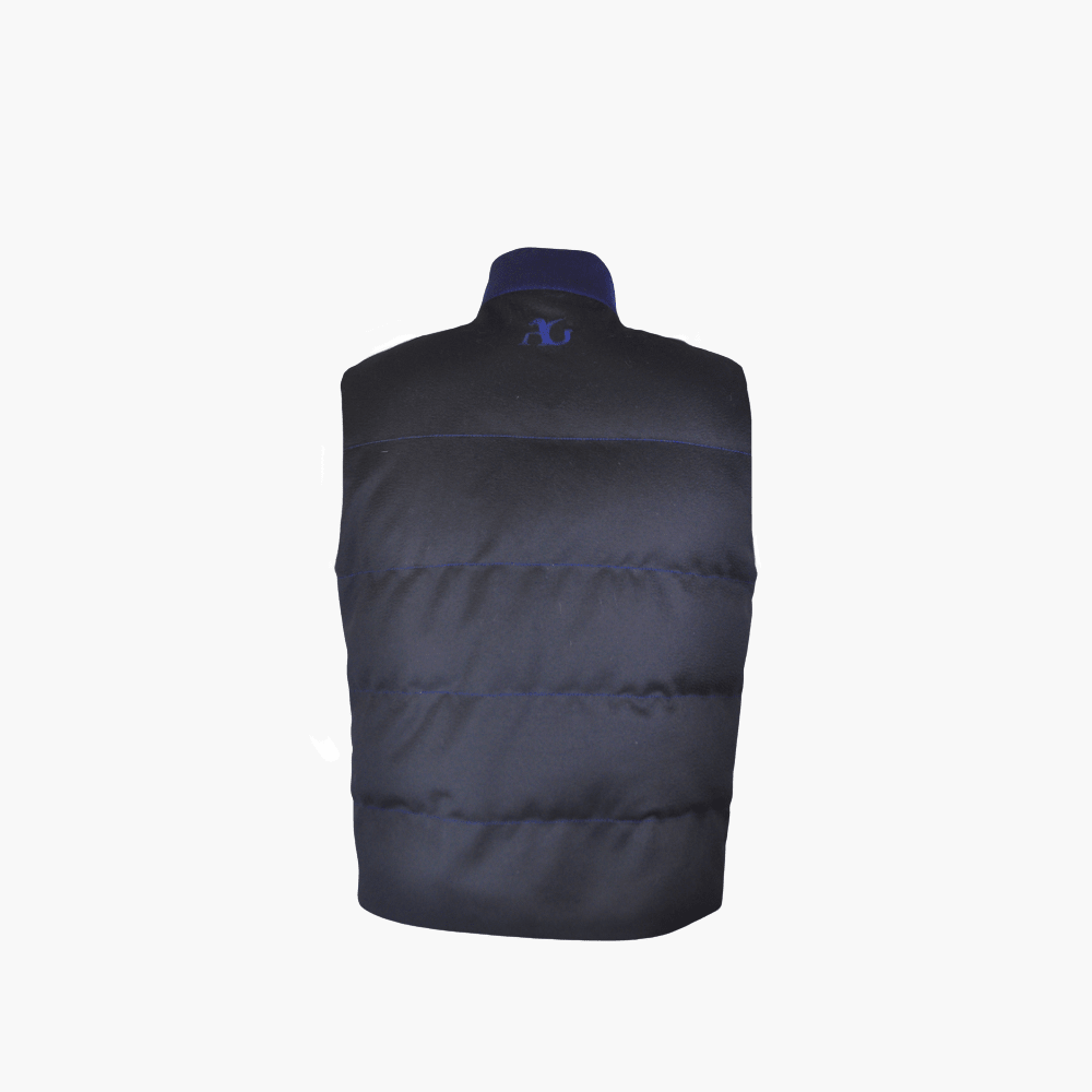 Blue & Black Cashmere & Wool Gilet - Angelo Galasso - Luxury Italian Menswear London