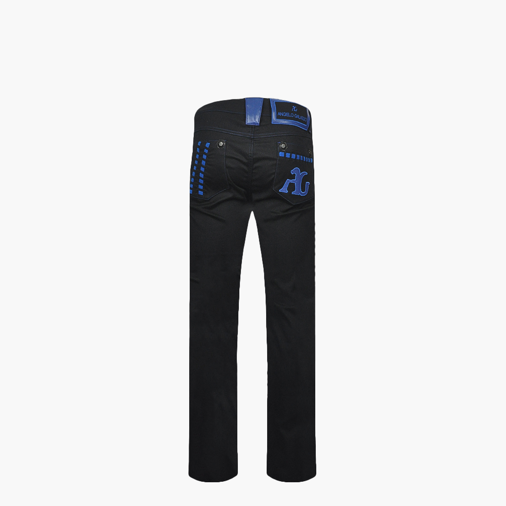 Blue AG Dragon Leather Inserts Jeans -