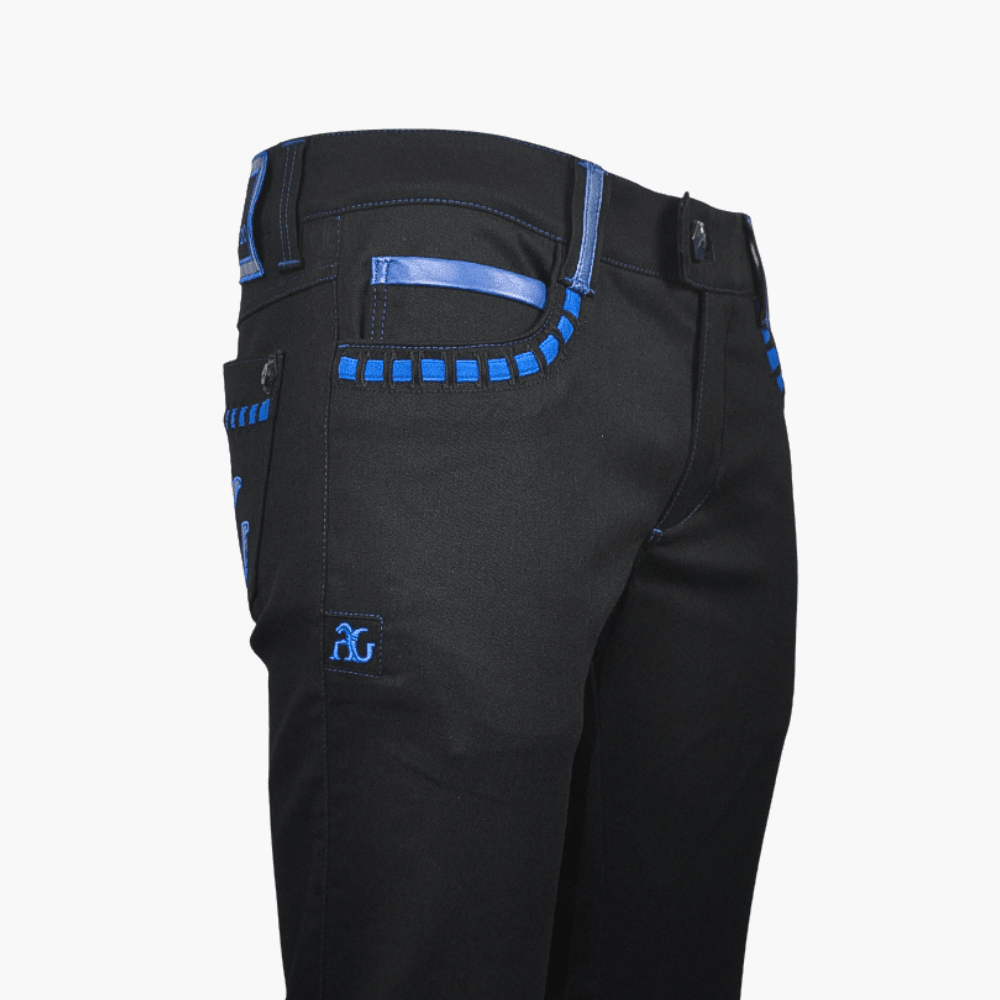 Blue AG Dragon Leather Inserts Jeans - Angelo Galasso - Luxury Italian Menswear London