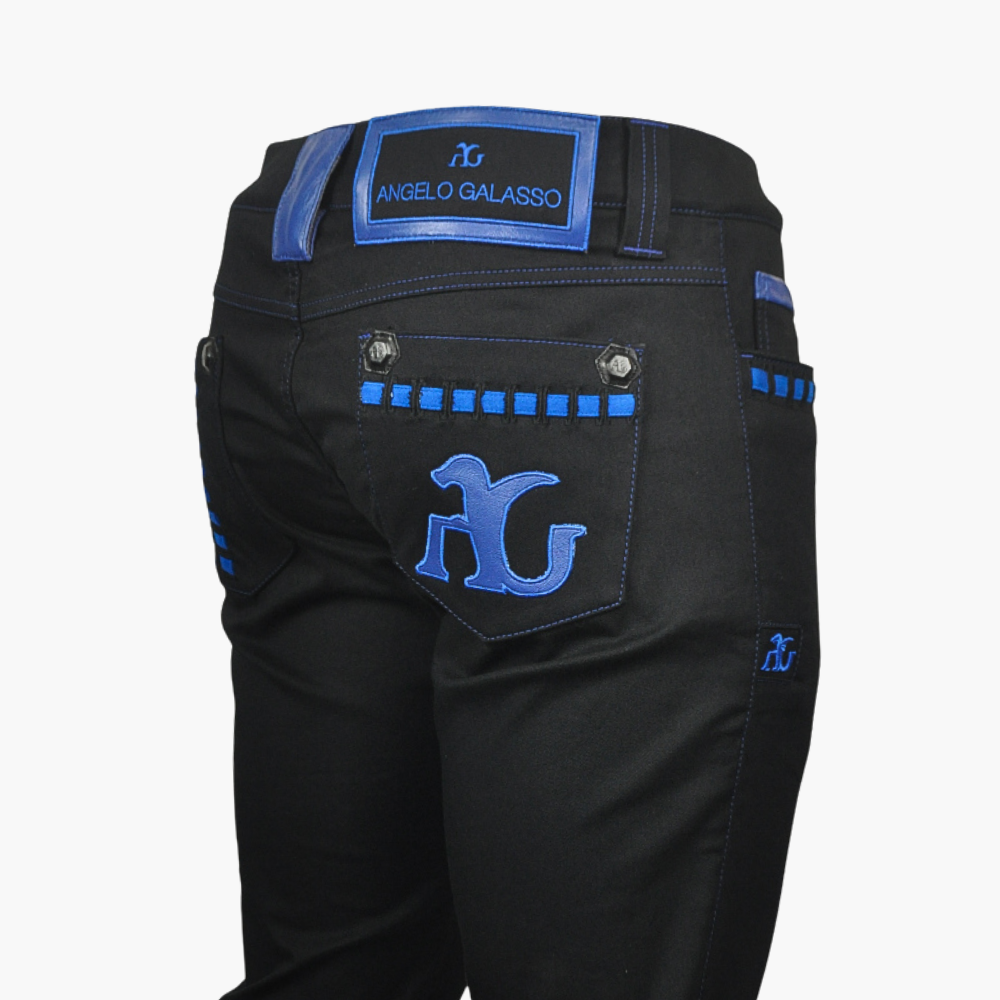 Blue AG Dragon Leather Inserts Jeans -