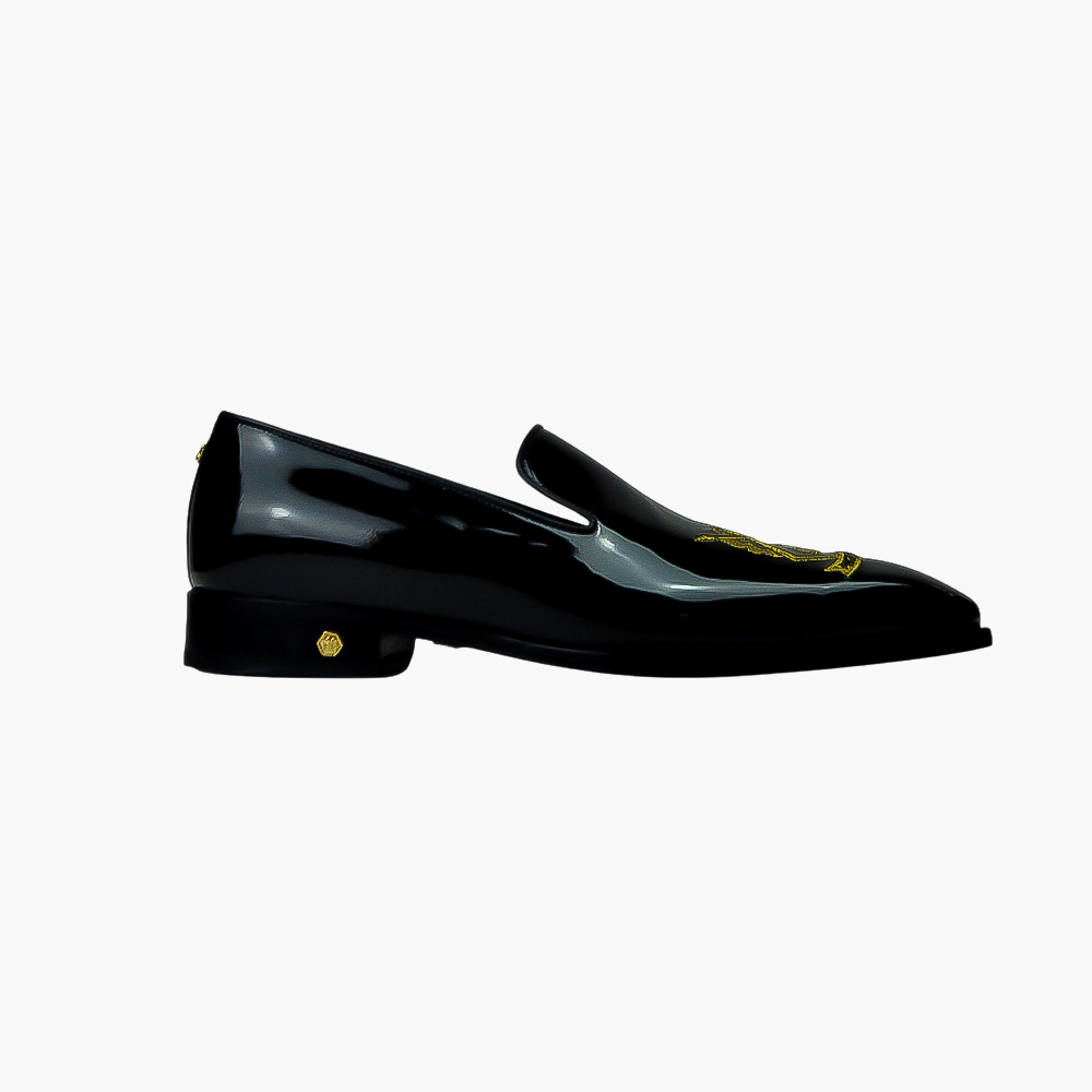 Black Patent Hexagonal Slip-on Shoes - AG22WSGAL15 ANGELO GALASSO