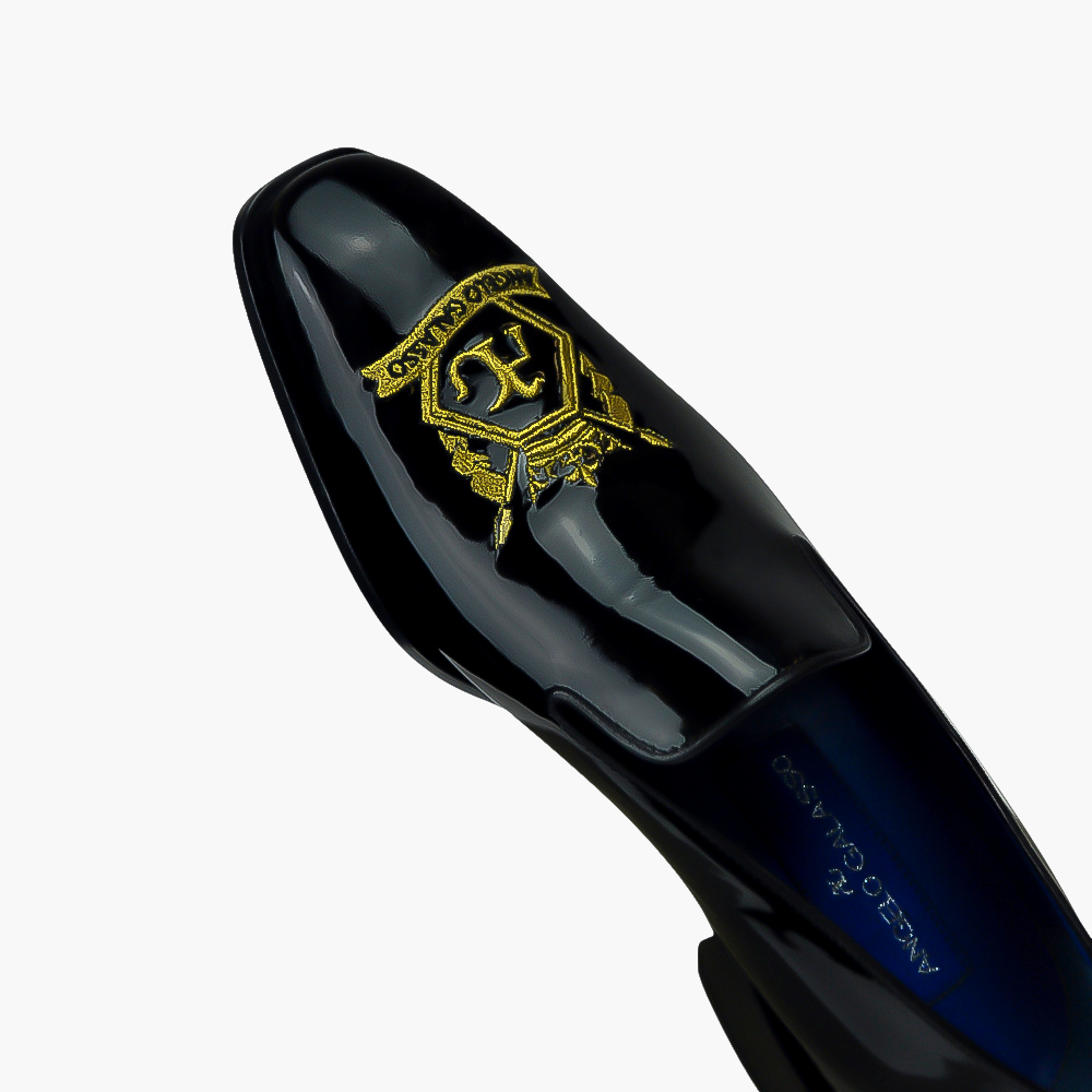Black Patent Hexagonal Slip-on Shoes - AG22WSGAL15 ANGELO GALASSO