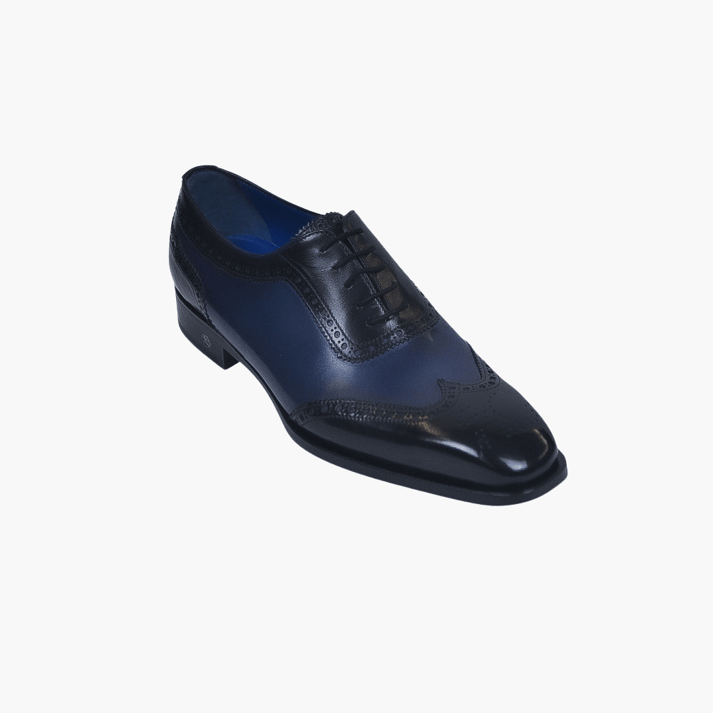 Two Tone Black & Blue Oxford - Angelo Galasso - Luxury Italian Menswear London