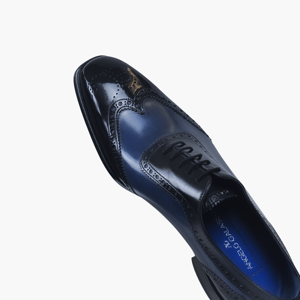 Two Tone Black & Blue Oxford - Angelo Galasso - Luxury Italian Menswear London