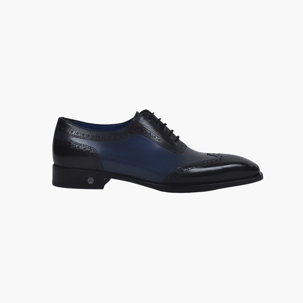 Two Tone Black & Blue Oxford - Angelo Galasso - Luxury Italian Menswear London