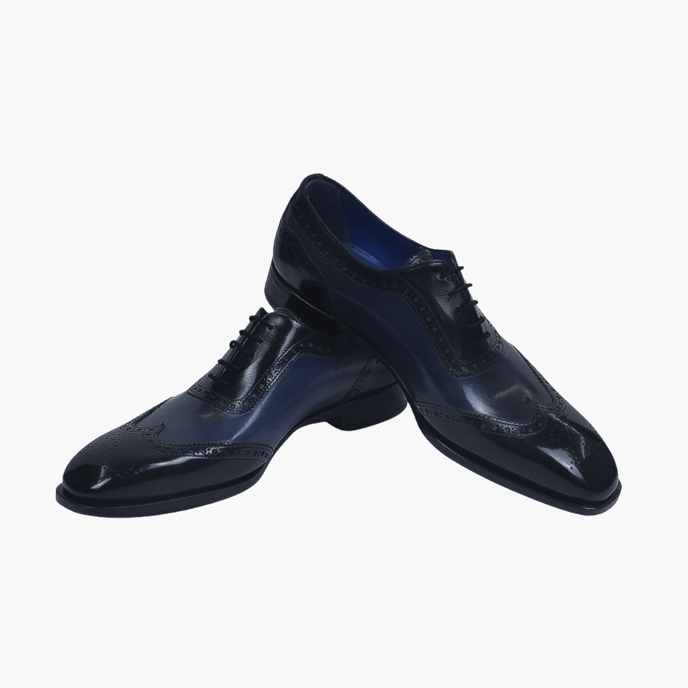 Two Tone Black & Blue Oxford - Angelo Galasso - Luxury Italian Menswear London