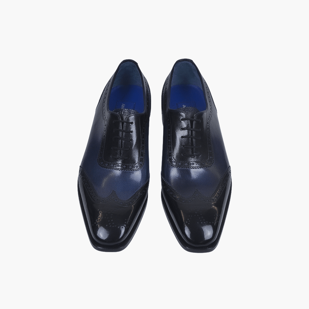 Two Tone Black & Blue Oxford - Angelo Galasso - Luxury Italian Menswear London