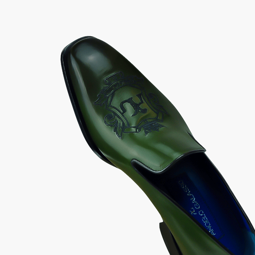 Green Araldica Slip On - Angelo Galasso - Luxury Italian Menswear London