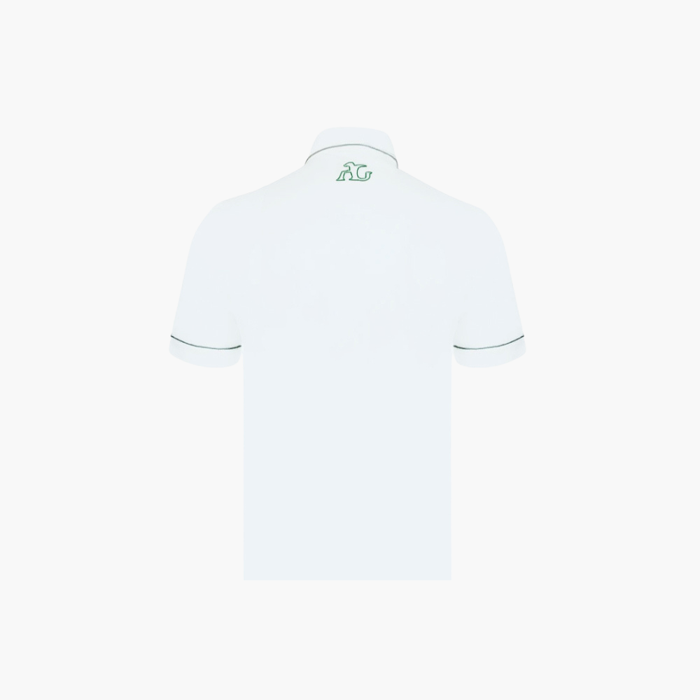 White Hexagonal Green Piping Polo  -