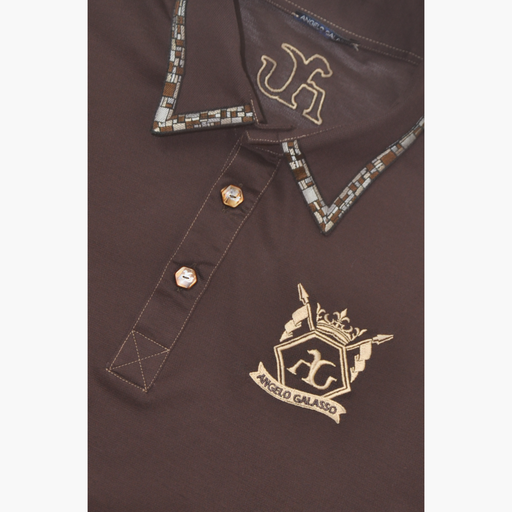 Brown Hexagonal Frisee Polo - AG22WTPLO04FL
