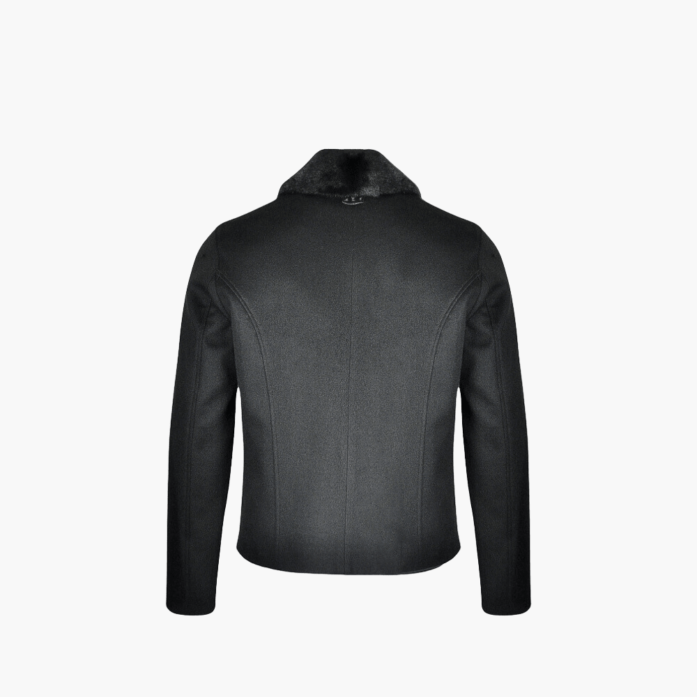 Black Cashmere Python Jacket with Mink Fur Collar - Angelo Galasso - Luxury Italian Menswear London
