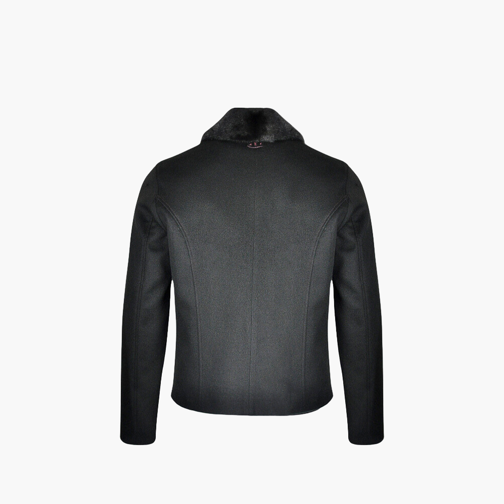 Black Cashmere Python Jacket with Mink Fur Collar