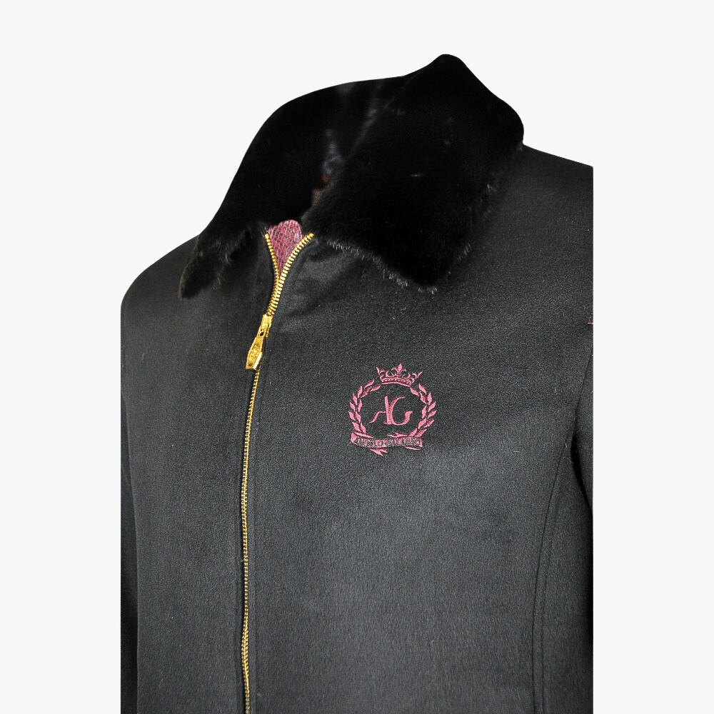 Black Cashmere Python Jacket with Mink Fur Collar - Angelo Galasso - Luxury Italian Menswear London