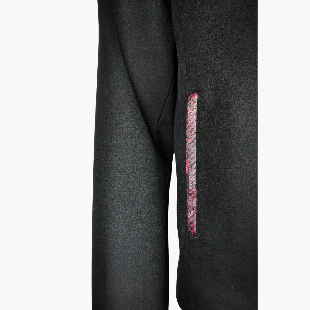 Black Cashmere Python Jacket with Mink Fur Collar