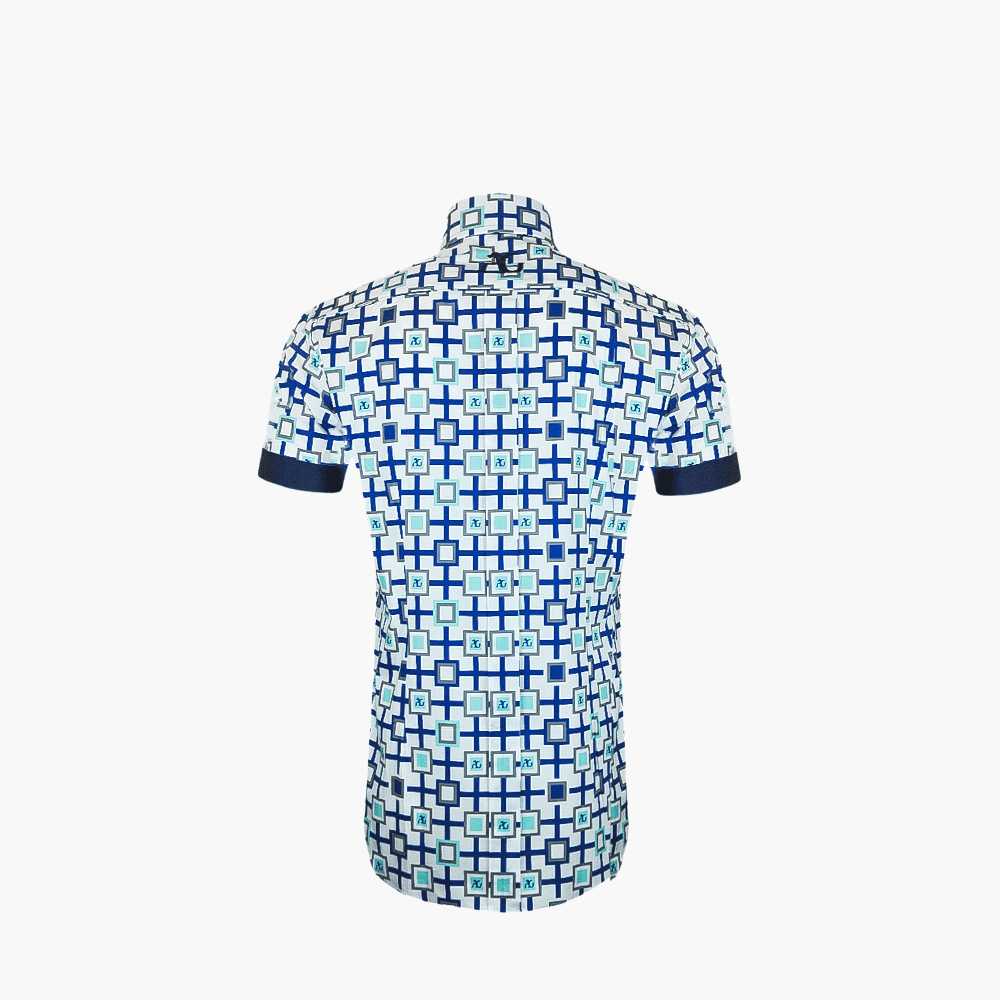 Square Custom Print Short Sleeves Mason Shirt - Angelo Galasso - Luxury Italian Menswear London