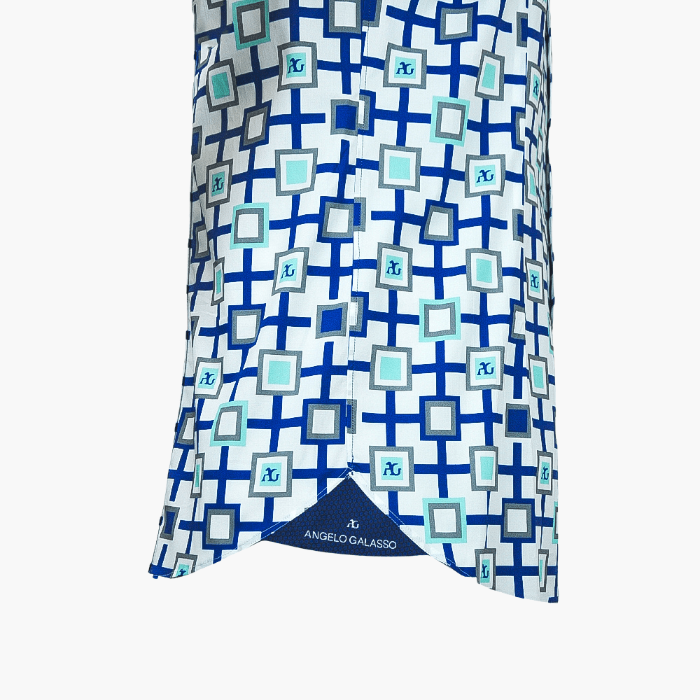 Square Custom Print Short Sleeves Mason Shirt - Angelo Galasso - Luxury Italian Menswear London