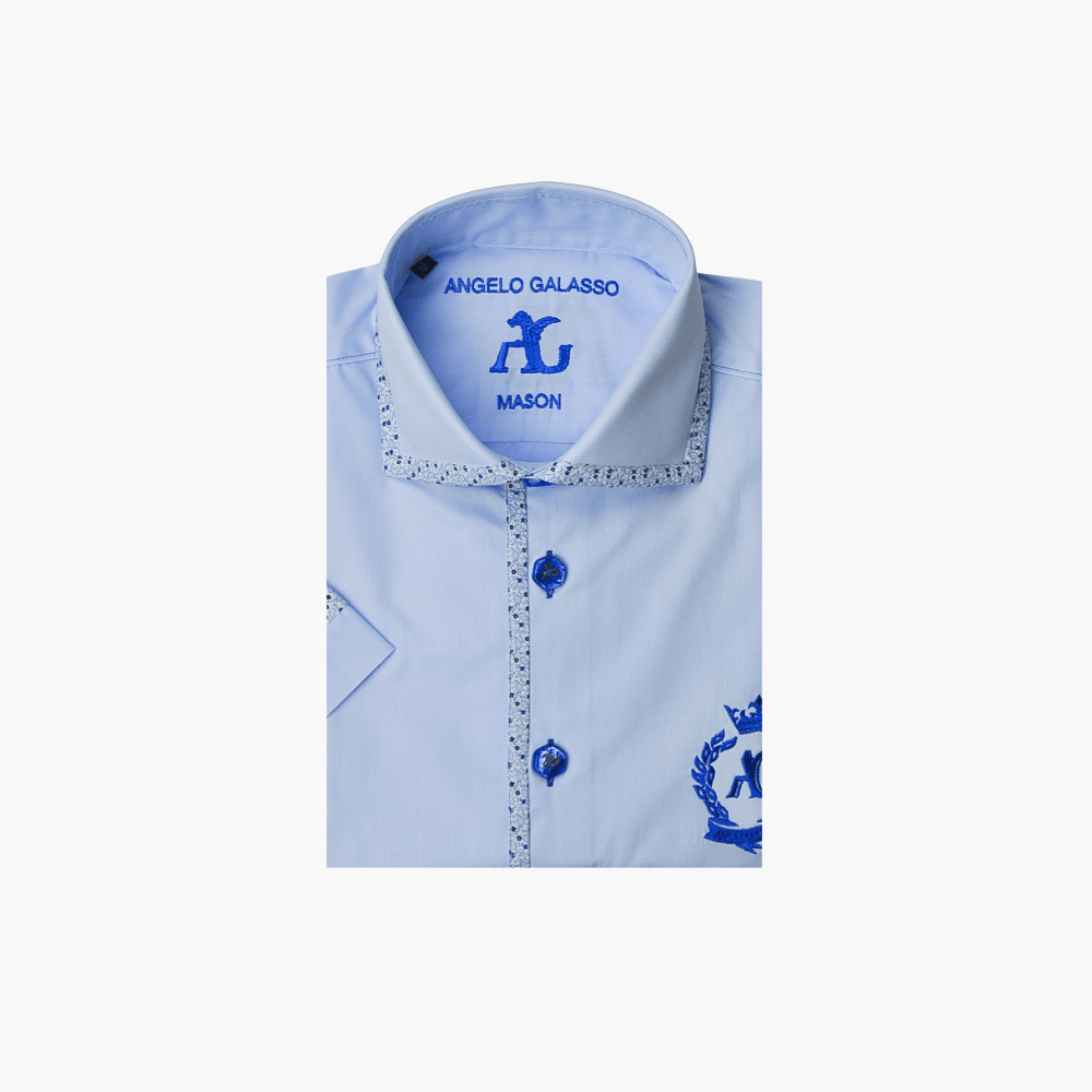 Light Blue Alloro Short Sleeves Mason Shirt - Angelo Galasso - Luxury Italian Menswear London