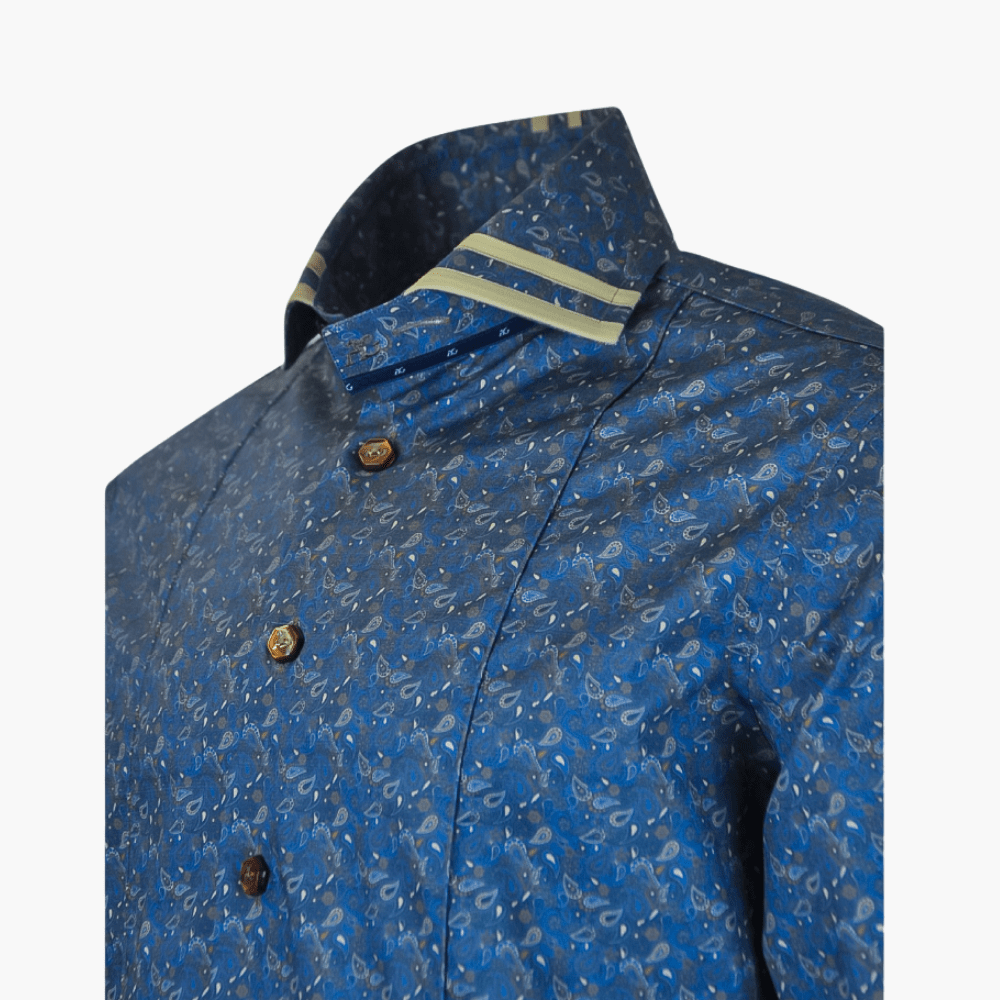 Angelo Galasso Blue Paisley Mason Shirt - Angelo Galasso - Luxury Italian Menswear London