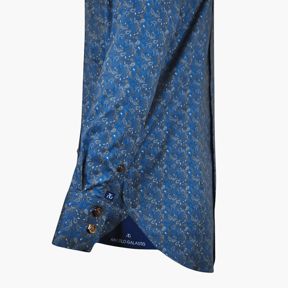 Angelo Galasso Blue Paisley Mason Shirt - Angelo Galasso - Luxury Italian Menswear London
