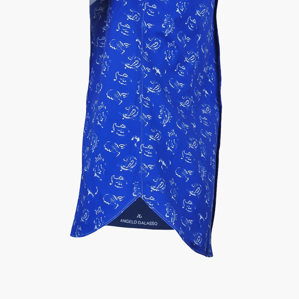 Blue Floral Short Sleeves Mason Shirt - Angelo Galasso - Luxury Italian Menswear London