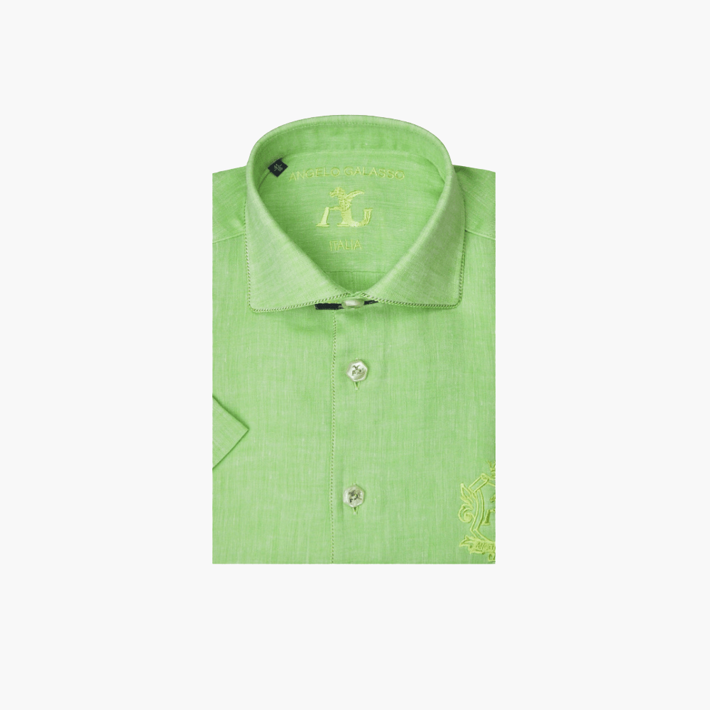 Green Short Sleeves Italia Shirt - Angelo Galasso - Luxury Italian Menswear London