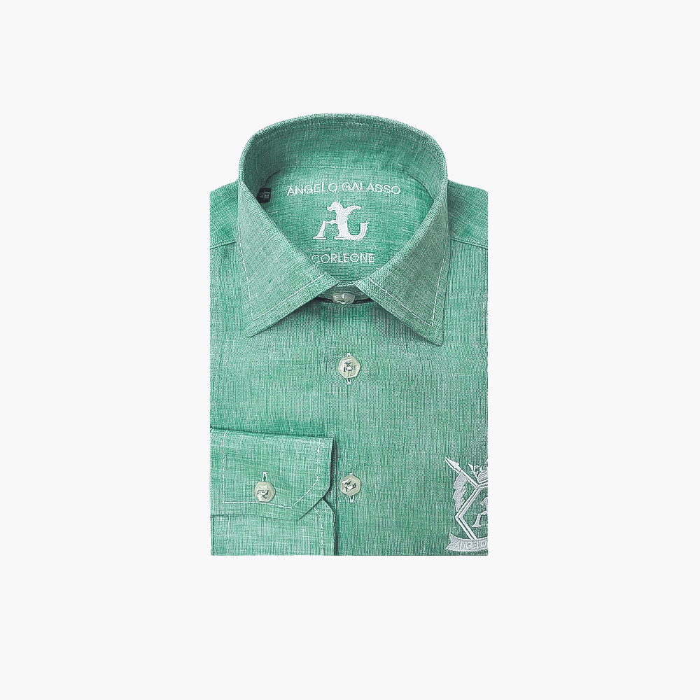 Green Hexagonal Corleone Shirt - Angelo Galasso - Luxury Italian Menswear London