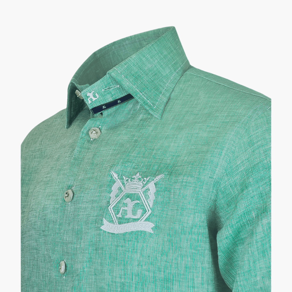 Green Hexagonal Corleone Shirt - Angelo Galasso - Luxury Italian Menswear London
