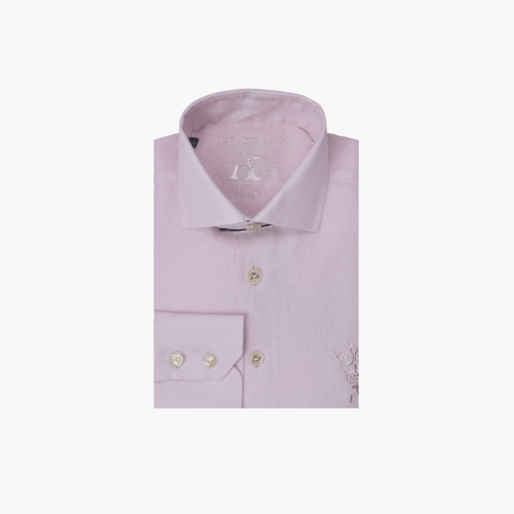 Pink Linen Crown Mason Shirt - Angelo Galasso - Luxury Italian Menswear London